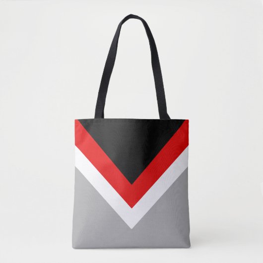 Modern zwart, rood.wit en grijs abstracte driehoek tote bag (Voorkant)
