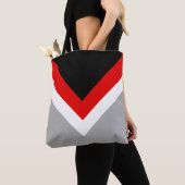 Modern zwart, rood.wit en grijs abstracte driehoek tote bag (Dichtbij)