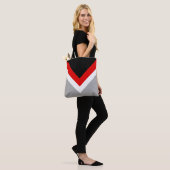 Modern zwart, rood.wit en grijs abstracte driehoek tote bag (Op model)