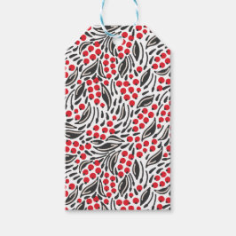 Modern Zwart Rood Wit Kerstmis Winter Berry Cadeaulabel