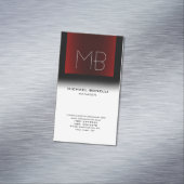 Modern zwart rood wit stijlvol monogram magnetisch visitekaartje (Voorbeeld)