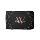 Modern zwart Roos Gold Elegant Monogram Script Badmat (Voorkant)