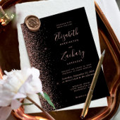 Modern zwart Roos Gold Faux Glitter Edge Wedding Kaart