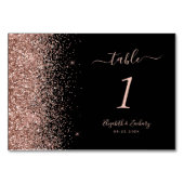 Modern zwart Roos Gold Glitter Edge Wedding Kaart (Voorkant)