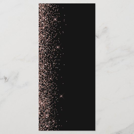 Modern zwart Roos Gold Glitter Edge Wedding Menu (Achterkant)