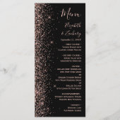 Modern zwart Roos Gold Glitter Edge Wedding Menu (Voorkant)