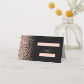 Modern zwart Roos Gold Glitter Edge Wedding Plaatskaartje (Voorkant)