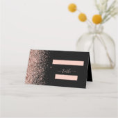 Modern zwart Roos Gold Glitter Edge Wedding Plaatskaartje (Voorkant)