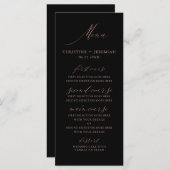 Modern zwart Roos Gold legant Script Weddenschap Menu (Voorkant / Achterkant)