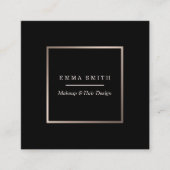 Modern zwart Roos Gold Minimalistisch Visitekaartj Vierkante Visitekaartje (Voorkant)