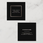 Modern zwart Roos Gold Minimalistisch Visitekaartj Vierkante Visitekaartje (Voorkant / Achterkant)