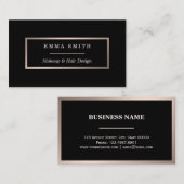 Modern zwart Roos Gold Minimalistisch Visitekaartj Visitekaartje (Voorkant / Achterkant)