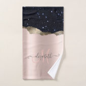 Modern zwart Roos Gold Monogram Bad Handdoek (Handdoek)