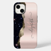 Modern zwart Roos Gold Monogram Case-Mate iPhone Case (Achterkant)