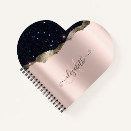 Modern zwart Roos Gold Monogram Notitieboek