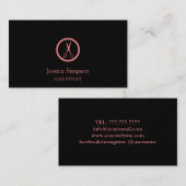 Modern Zwart & Roos Goud Haar Stylist Haarsalon Visitekaartje (Voorkant / Achterkant)
