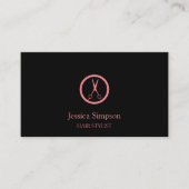 Modern Zwart & Roos Goud Haar Stylist Haarsalon Visitekaartje (Voorkant)