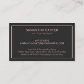 Modern zwart roos goud notaris lening ondertekenin visitekaartje (Achterkant)