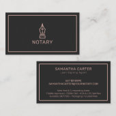 Modern zwart roos goud notaris lening ondertekenin visitekaartje (Voorkant / Achterkant)