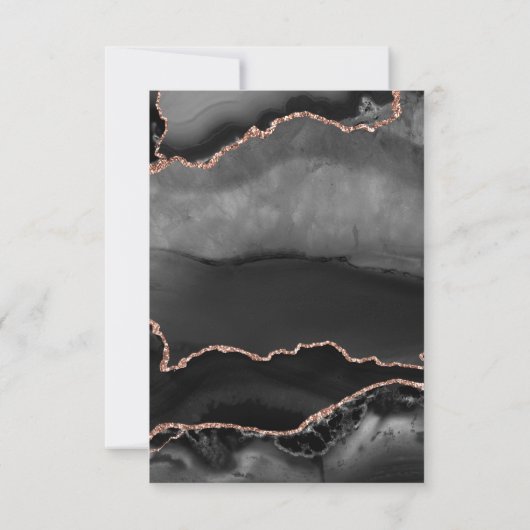 Modern zwart Roos gouden agaat boog bruiloft RSVP Kaartje (Achterkant)