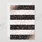 Modern Zwart Roos Gouden Confetti Quinceañera Kaart (Achterkant)