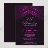 Modern Zwart Roze 18e Verjaardagsfeest Kaart (Voorkant / Achterkant)