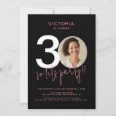 Modern Zwart Roze 30e verjaardag Kaart (Voorkant)