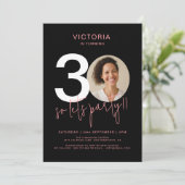 Modern Zwart Roze 30e verjaardag Kaart (Staand voorkant)