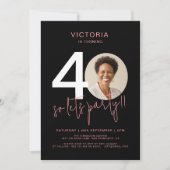 Modern Zwart Roze 40e Verjaardag Kaart (Voorkant)