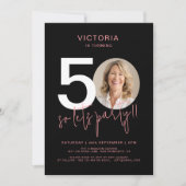 Modern Zwart Roze 50e verjaardag Kaart (Voorkant)