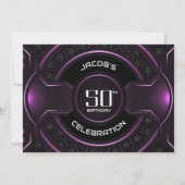 Modern Zwart Roze 50ste Verjaardagsfeest Kaart (Achterkant)