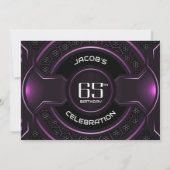 Modern Zwart Roze 65e Verjaardagsfeestje Kaart (Achterkant)