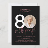 Modern Zwart Roze 80ste Verjaardag Kaart (Voorkant)