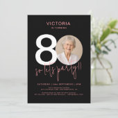 Modern Zwart Roze 80ste Verjaardag Kaart (Staand voorkant)