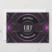 Modern Zwart Roze 80ste Verjaardagsfeest Kaart (Achterkant)