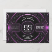 Modern Zwart Roze 95e Verjaardagsfeestje Kaart (Voorkant)