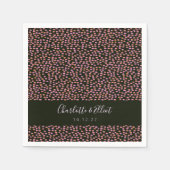 Modern Zwart Roze Abstract Dotted Custom Wedding Servet (Voorkant)