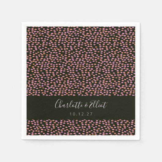 Modern Zwart Roze Abstract Dotted Custom Wedding Servet (Voorkant)