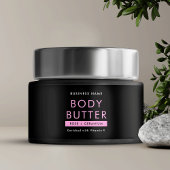 Modern Zwart & Roze Body Butter Cosmetische Jar La Waterfles Etiket