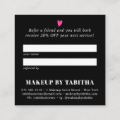 Modern zwart roze delen de liefde script typografi aanbevelingskaartje (Achterkant)