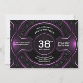 Modern zwart roze elke leeftijd verjaardagsfeestje kaart (Voorkant)