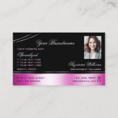 Modern Zwart Roze Gebogen Decorlijnen Logo Foto Visitekaartje (Achterkant)