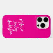 Modern Zwart Roze Gepersonaliseerde Monogram Naam Case-Mate iPhone Case (Achterkant (horizontaal))