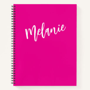 Modern Zwart Roze Gepersonaliseerde Monogram Naam Notitieboek