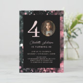 Modern, zwart, roze, glitter, foto, 40. Birthday Kaart (Staand voorkant)