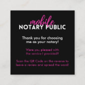 Modern Zwart & Roze Google Review QR Code Notaris Vierkante Visitekaartje (Voorkant)