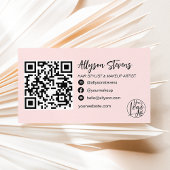 modern zwart roze haar make - up foto logo qr code visitekaartje