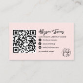 modern zwart roze haar make - up foto logo qr code visitekaartje (Voorkant)
