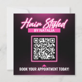 Modern Zwart Roze Haar Stylist Booking Flyer Kaart (Achterkant)