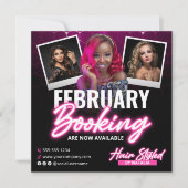 Modern Zwart Roze Haar Stylist Booking Flyer Kaart (Voorkant)